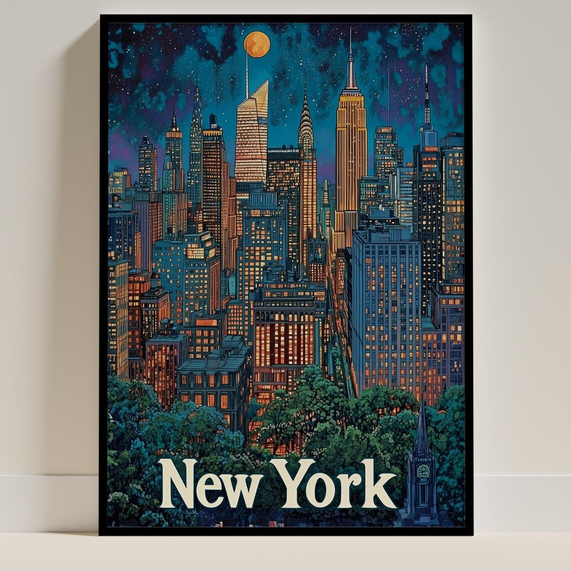New York City NYC Travel Poster, Gift For New York Lovers