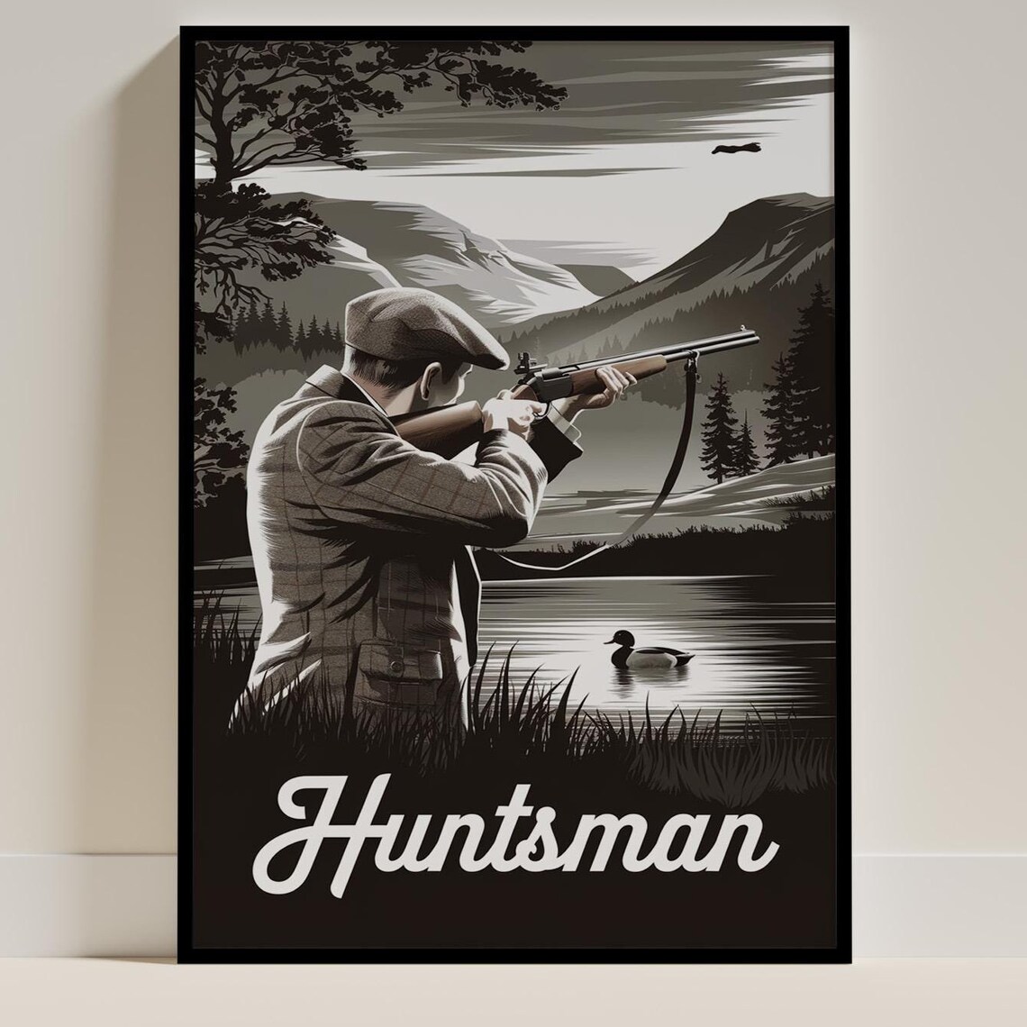 British Game Shoot Hunting Poster, Vintage Countryside Decor