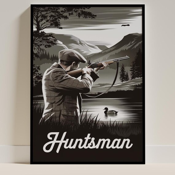 British Game Shoot Hunting Poster, Vintage Countryside Decor