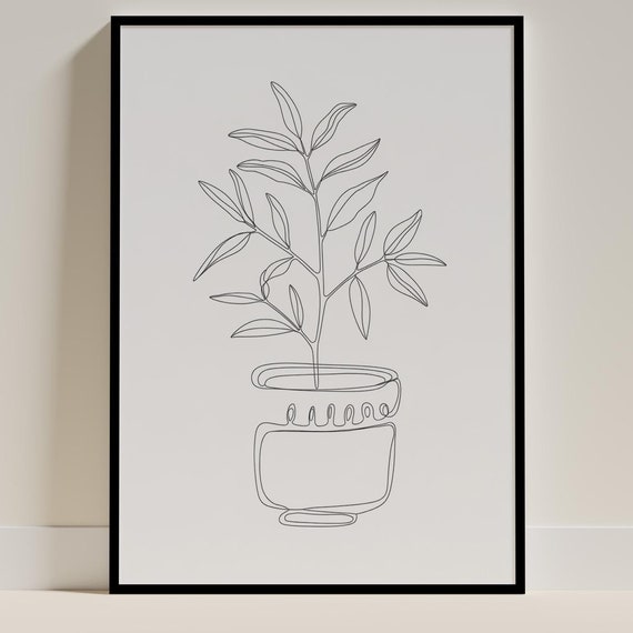Minimalist Botanical Line Art, Elegant Plant Drawing