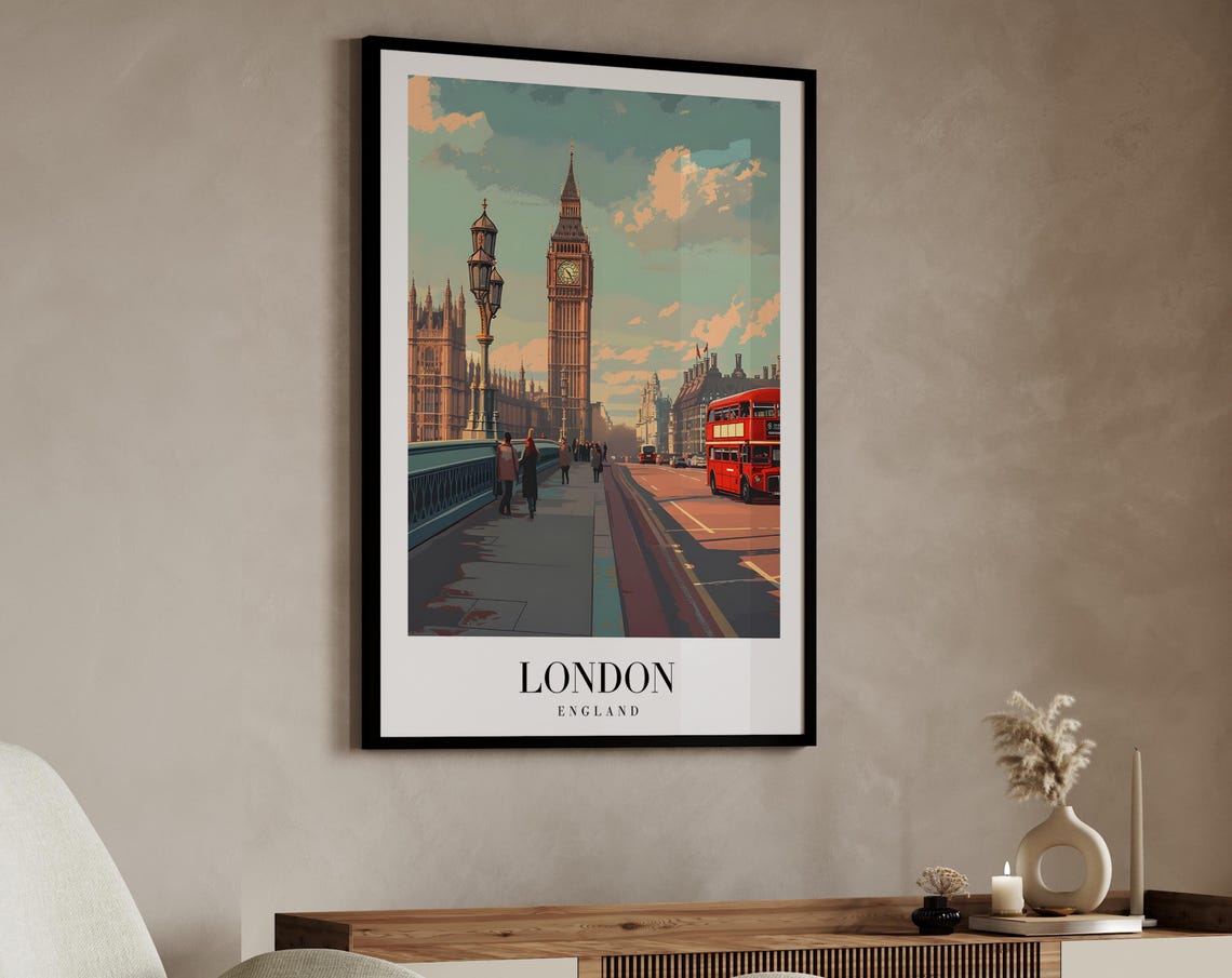 London Retro Travel Poster Art Print, England UK - Image 2