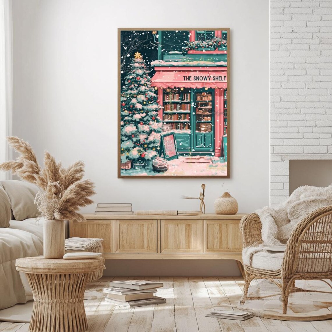 Winter Bookstore Anime-Style NYC Art Print - Image 2