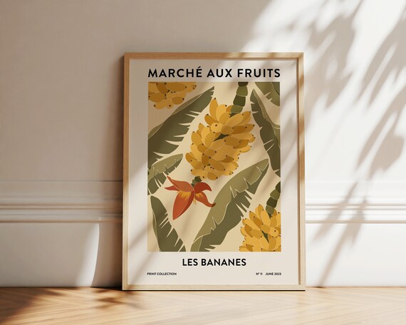Bananas Fruit Market Abstract Botanical Art Print