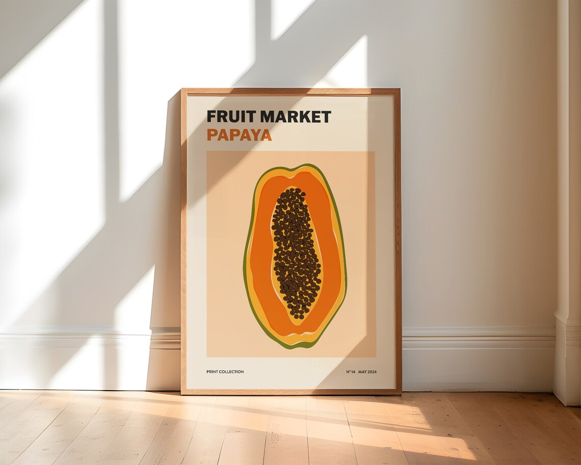 Papaya Fruit Market Abstract Fruit Art Print - Image 4