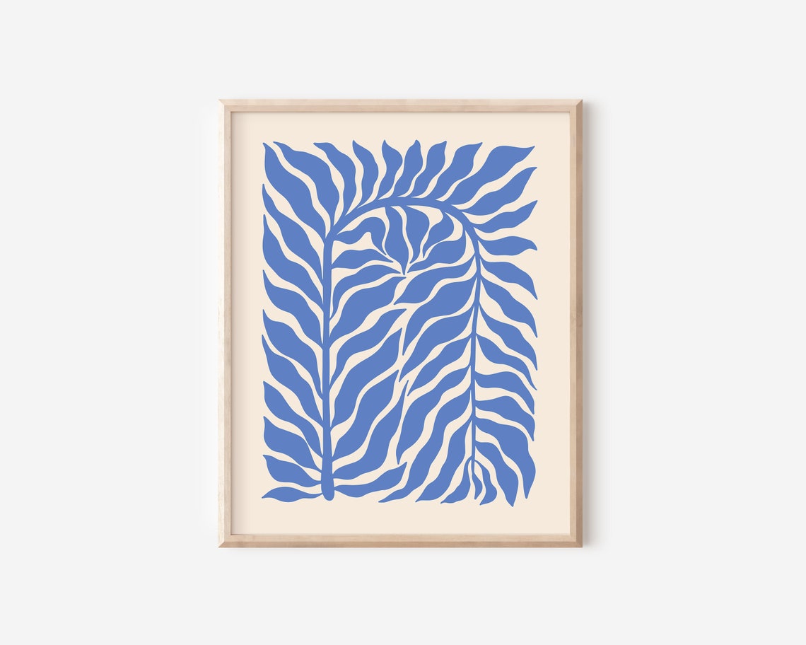 Matisse Inspired Botanical Branch Blue Retro Floral Decor Poster - Image 2