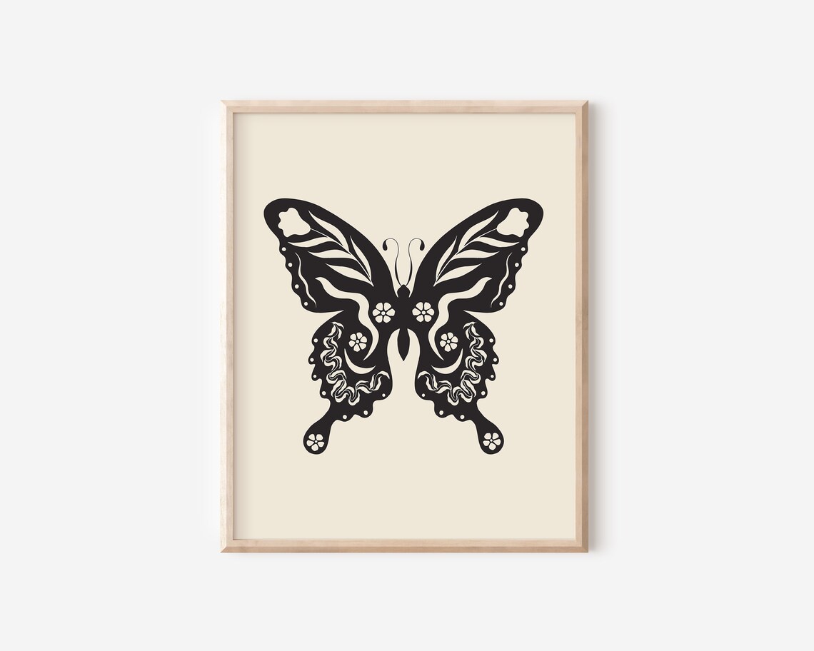 Folk Art Butterfly Cottagecore Botanical Art Print - Image 2