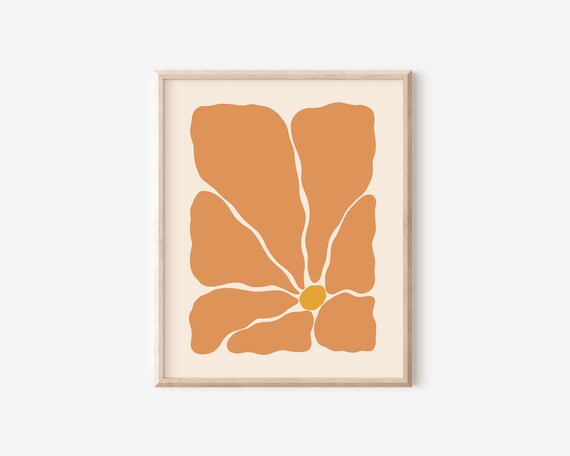 Retro Abstract Flower Art Print Groovy Flower Poster Matisse Inspired Print 70s Floral Artwork Trendy Retro Botanical Art