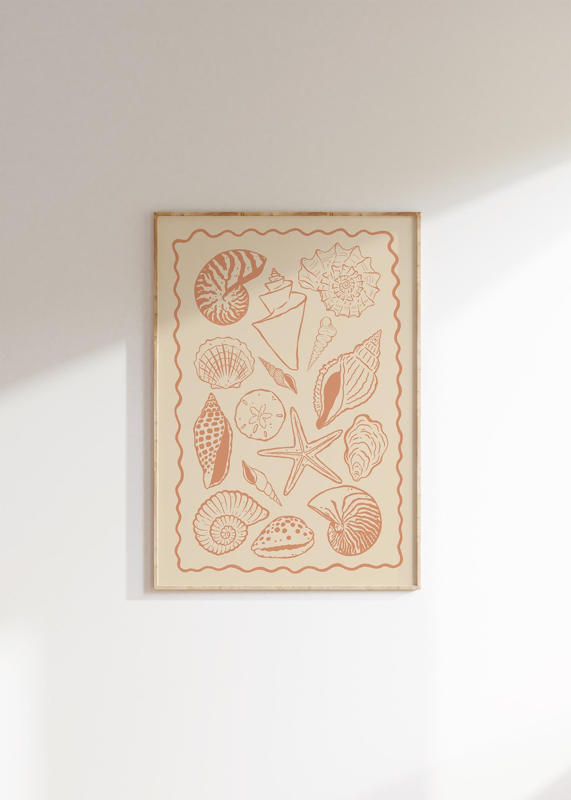 Seashells Line Art Terracotta Coastal Beach Shells Illustration Poster - Image 2