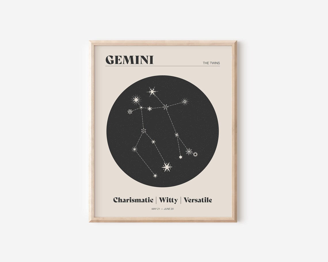 Gemini Star Constellation Zodiac Art Print - Image 2