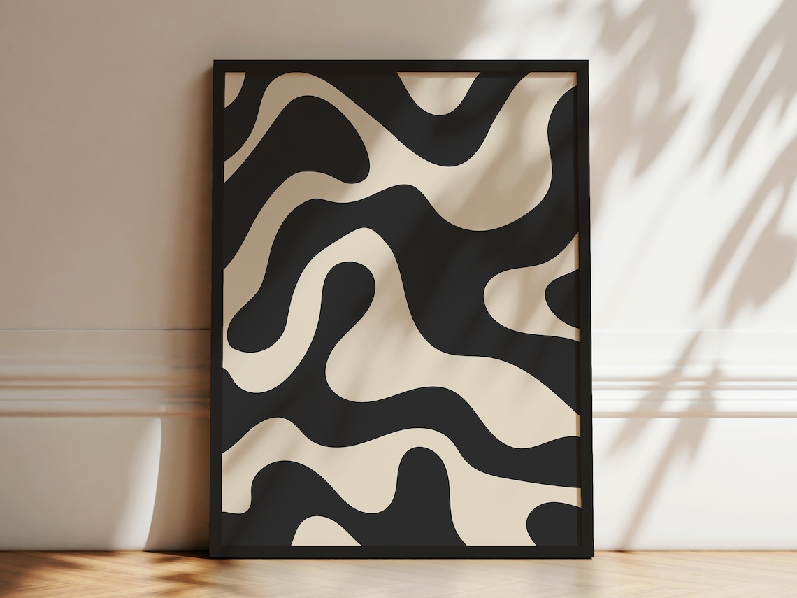Japandi Black And Beige Modern Abstract Poster Print - Image 2