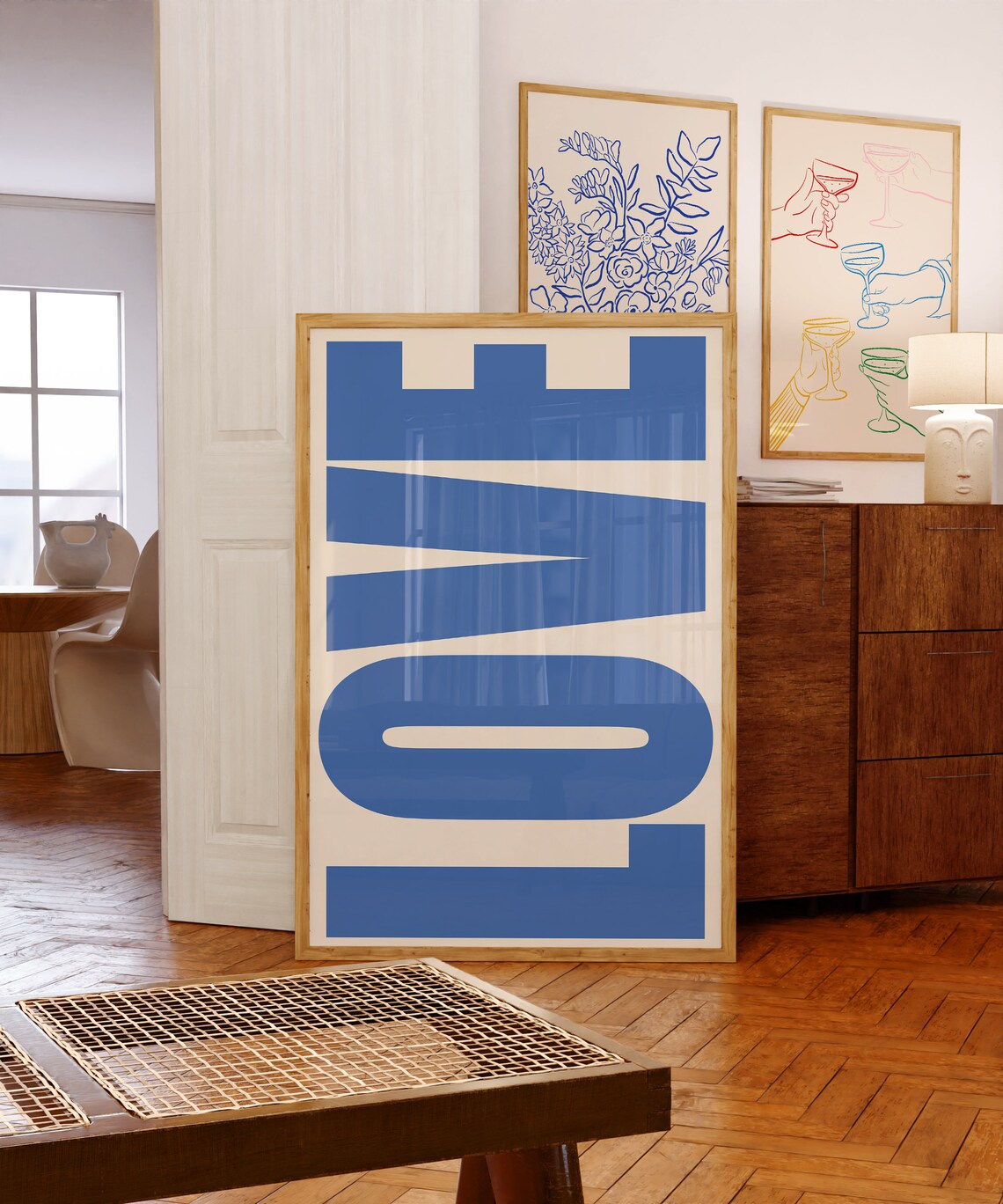 Love Typography Retro Art Print, Trendy Wall Decor