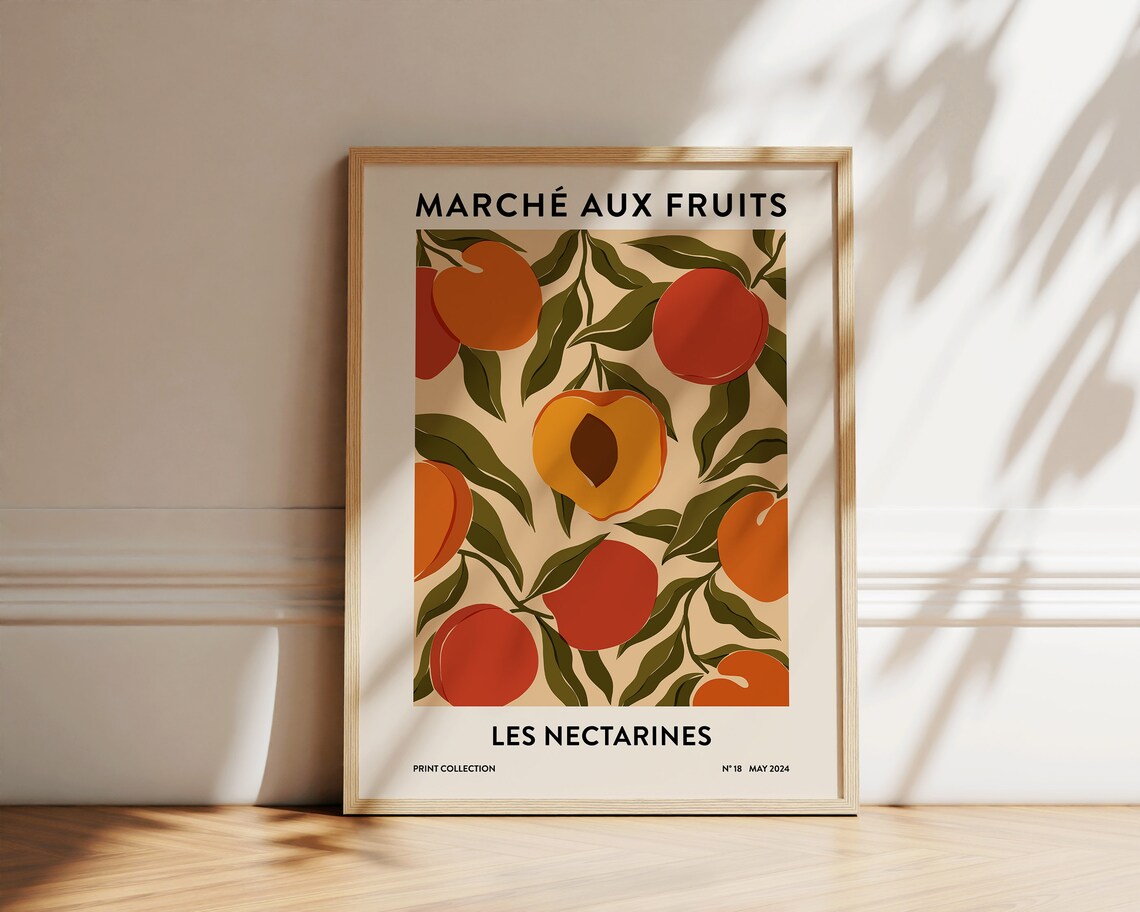 Nectarines Abstract Botanical Kitchen Art Print
