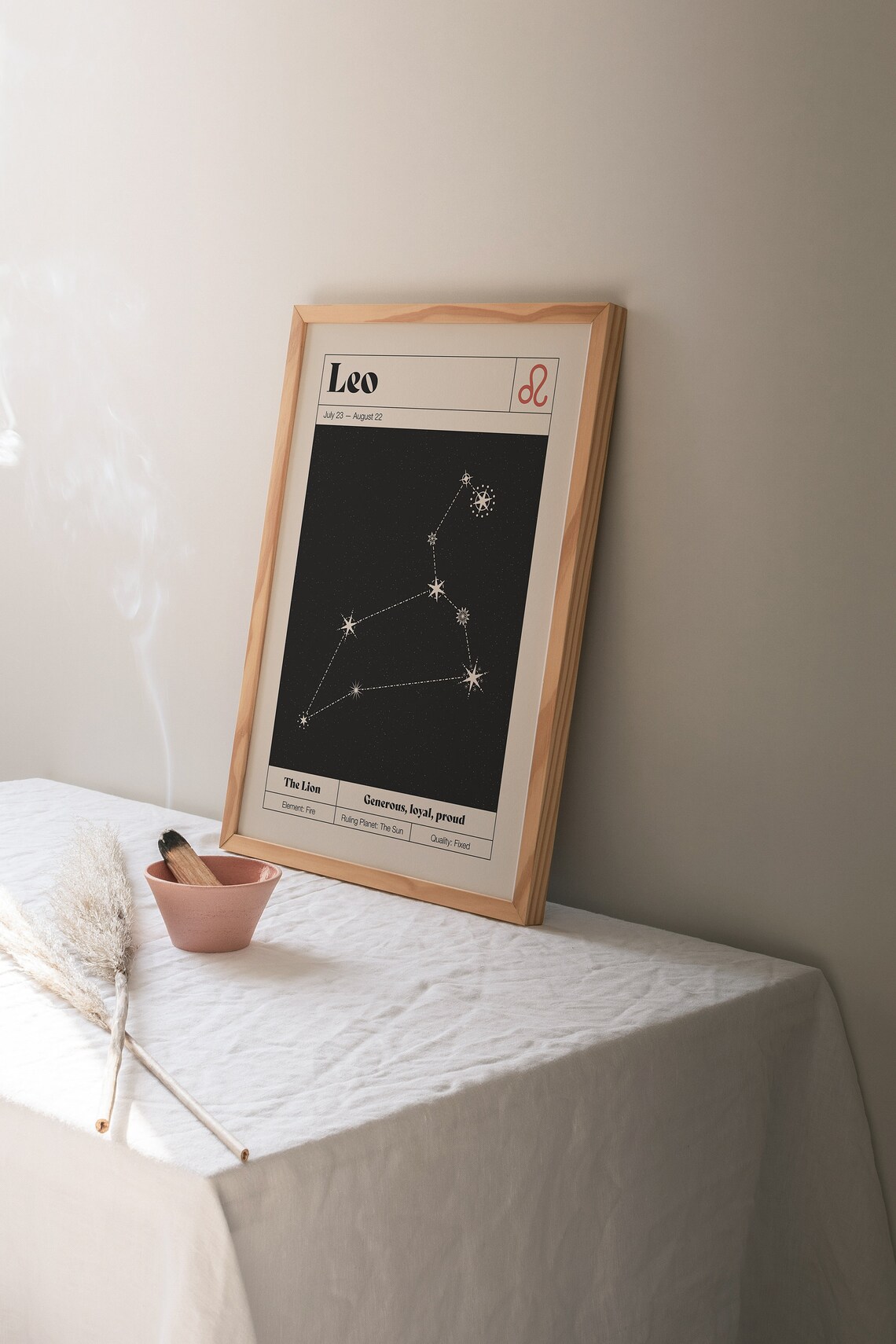 Leo Star Constellation Art Print, Neutral Zodiac Decor - Image 2