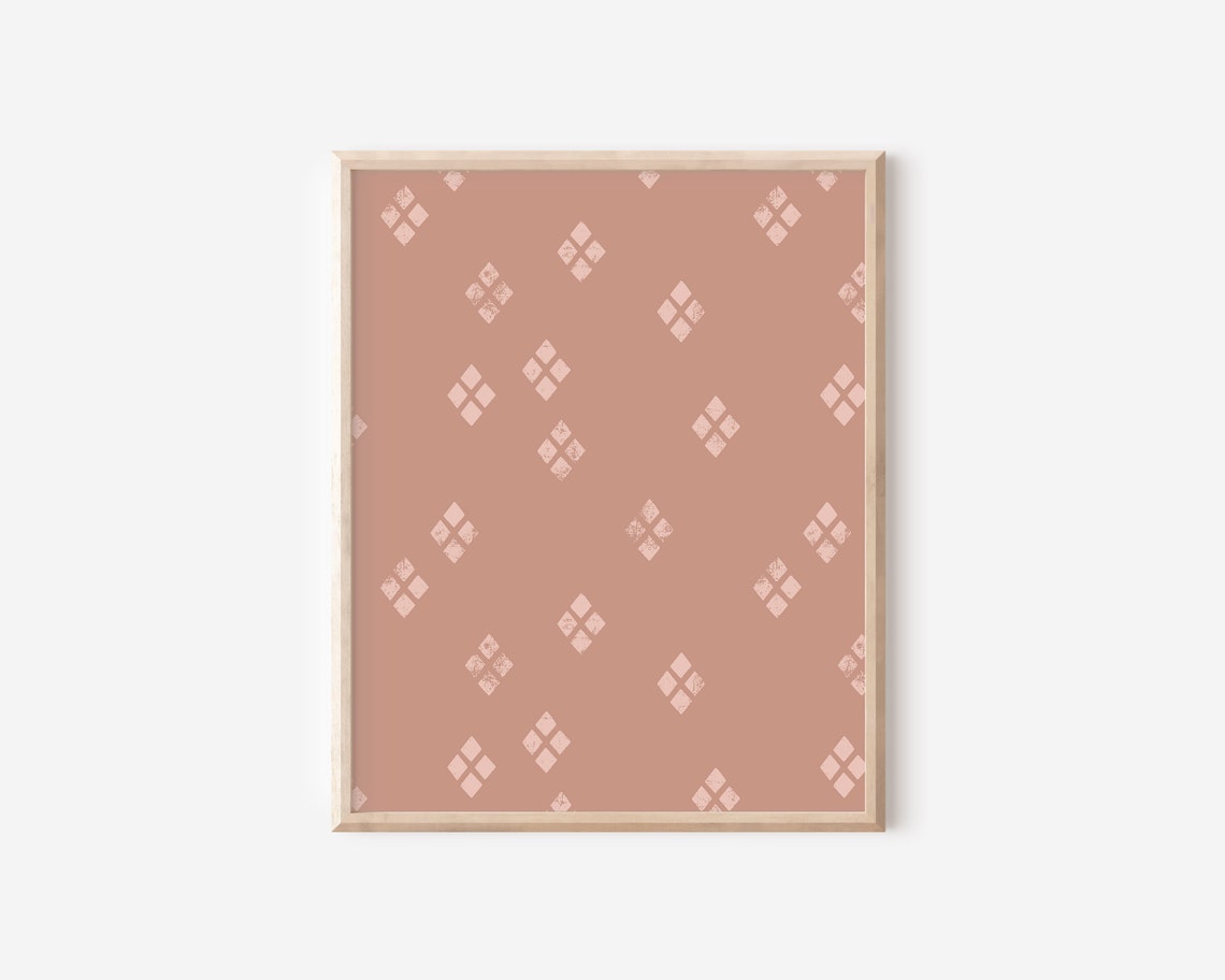 Boho Block Pattern Dusty Rose Geometric Modern Bedroom Poster