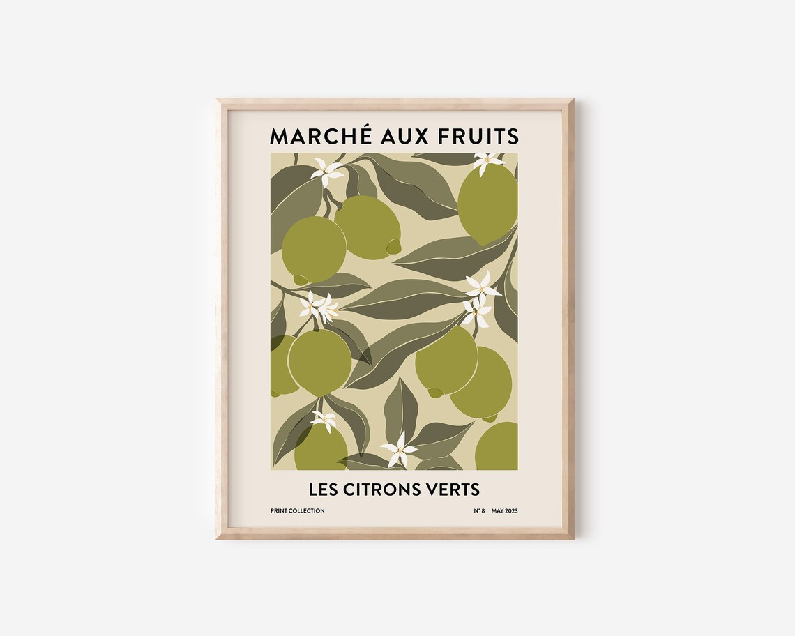 Limes Fruit Market Abstract Botanical Poster