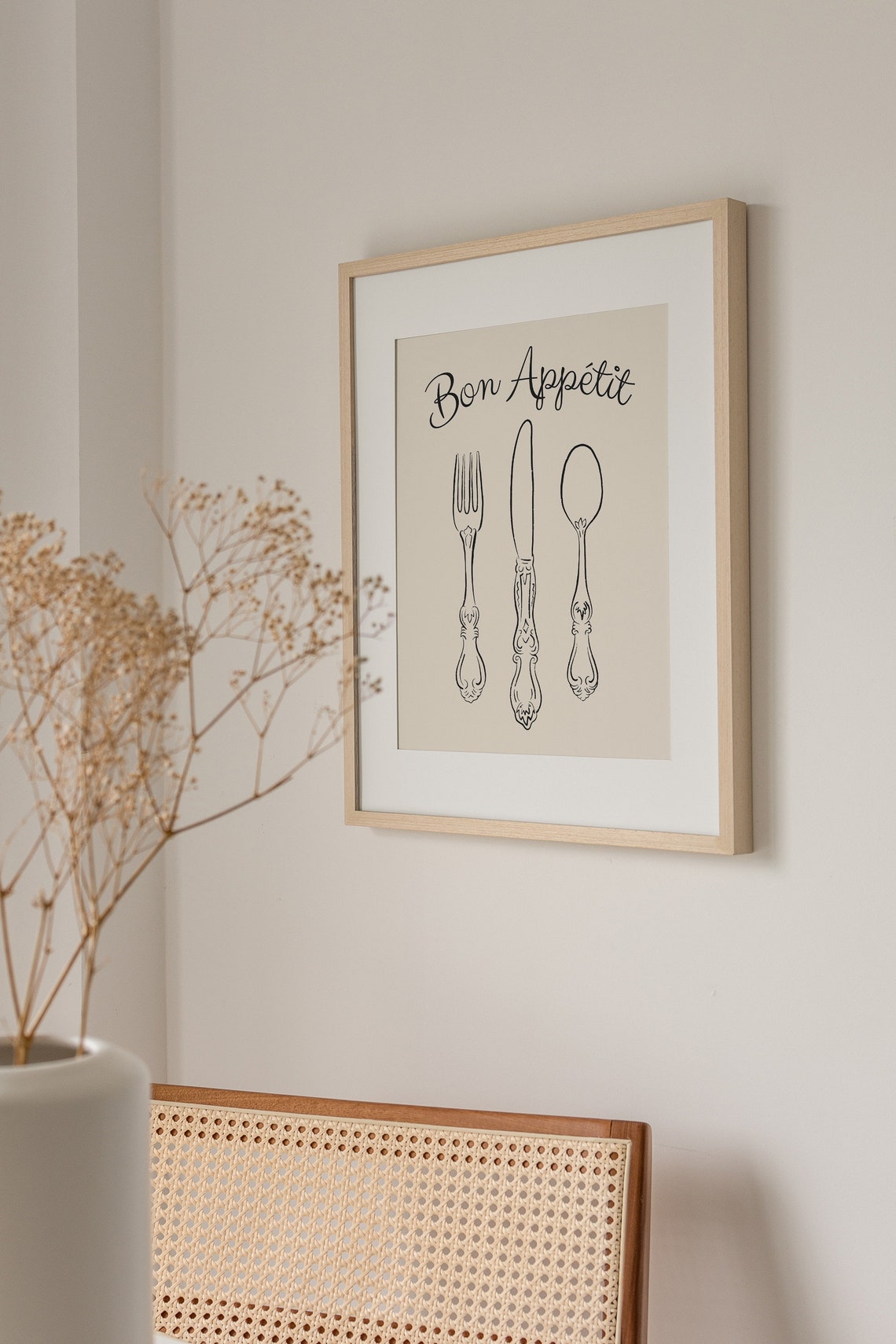 Bon Appetit French Kitchen Cutlery Line Art Vintage Dining Poster - Image 4
