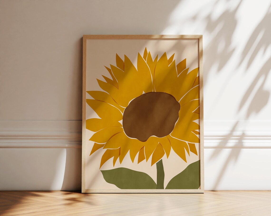 Gold Sunflower Modern Botanical Illustration Wall Decor Poster - Image 2
