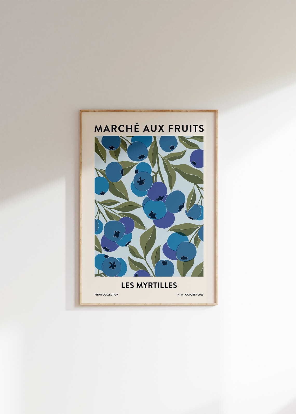 Blueberries Print, Boho Botanical Kitchen Art