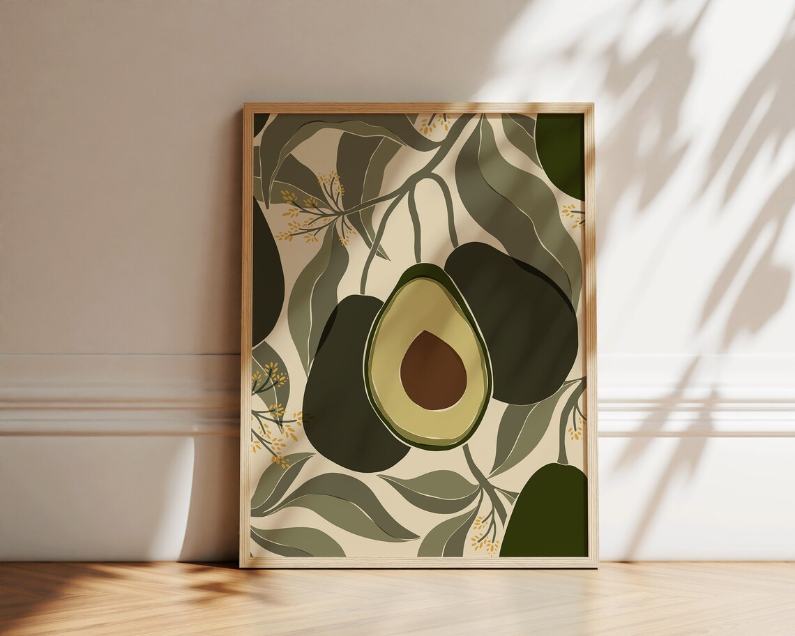 Avocados Abstract Botanical Kitchen Wall Art Poster