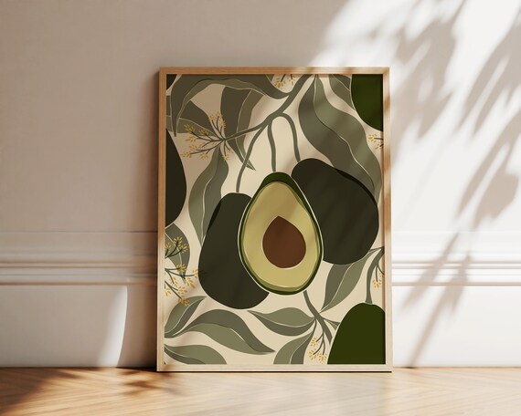 Avocados Abstract Botanical Kitchen Wall Art Poster