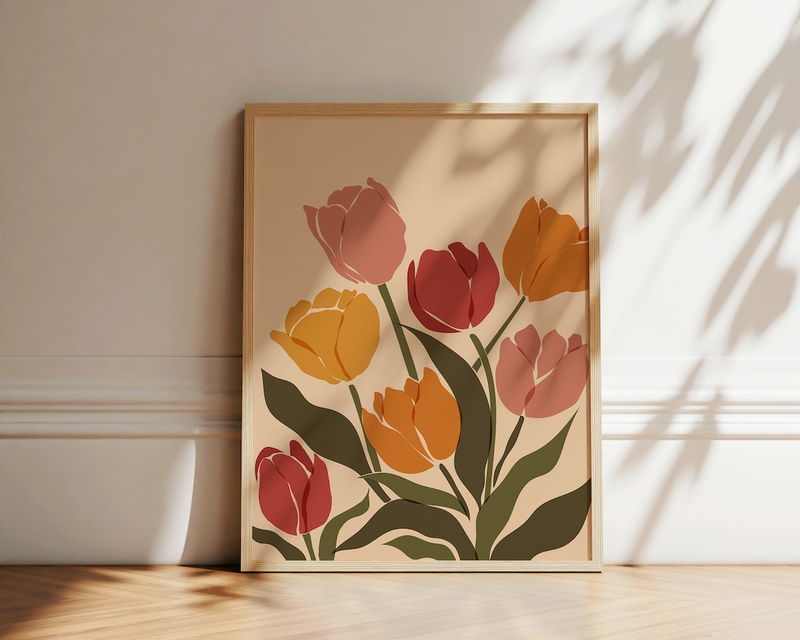 Tulip Abstract Boho Botanical Art Print - Image 2