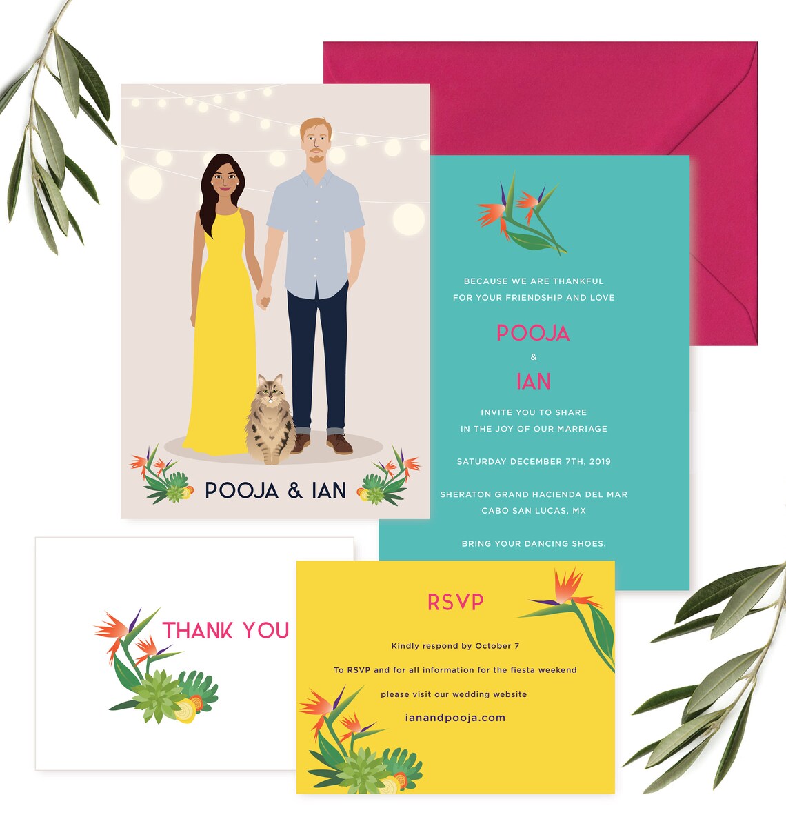 Custom Portrait Wedding Invitation Suite - Image 5