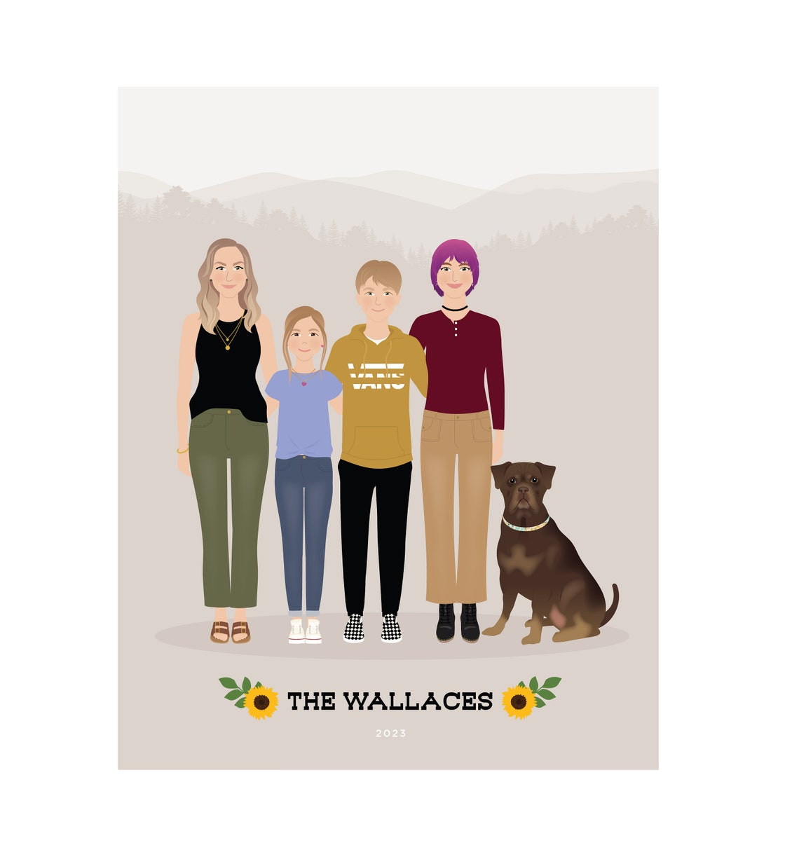 Custom Family Portrait, Personalized - Image 4