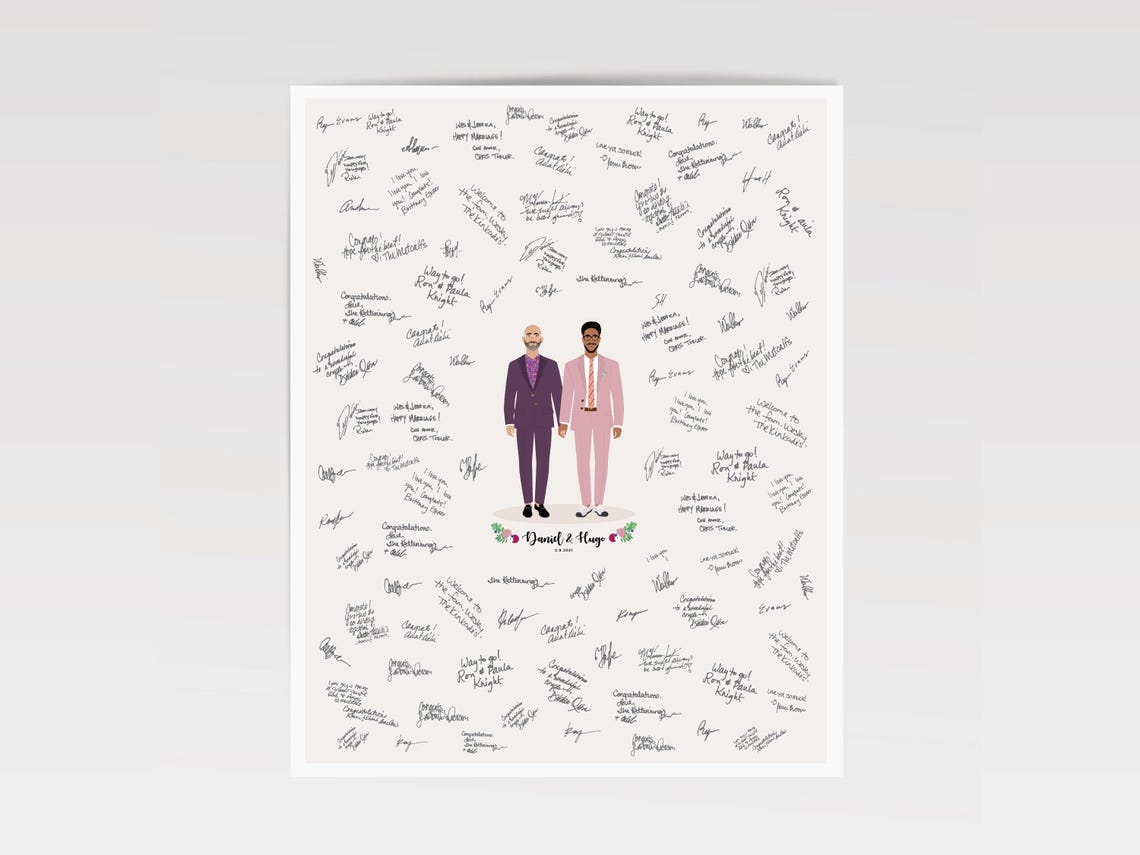 Wedding Guest Book Alternative Couple Portrait Signature Poster - Image 2