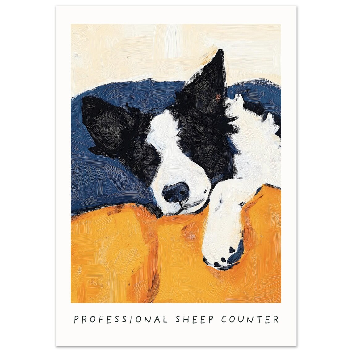 Border Collie Cosy Bedtime Illustration Art Print