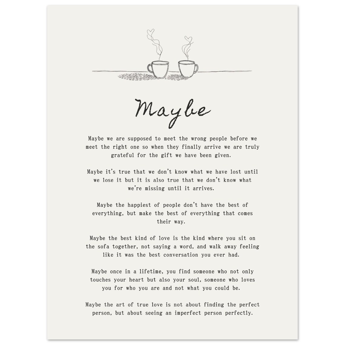 Maybe Poem Romantic Love Art Print, Anniversary Gift
