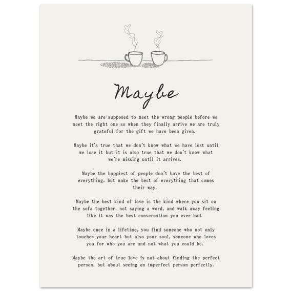 Maybe Poem Romantic Love Art Print, Anniversary Gift