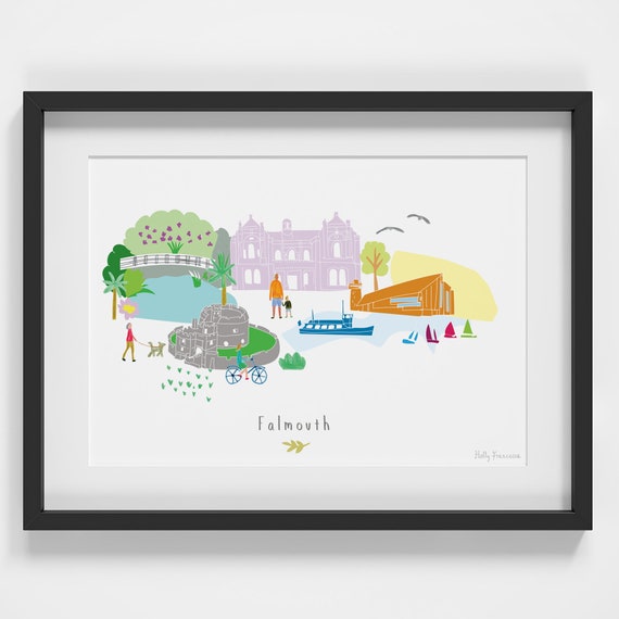 Falmouth Skyline Cityscape Landmarks Art Print