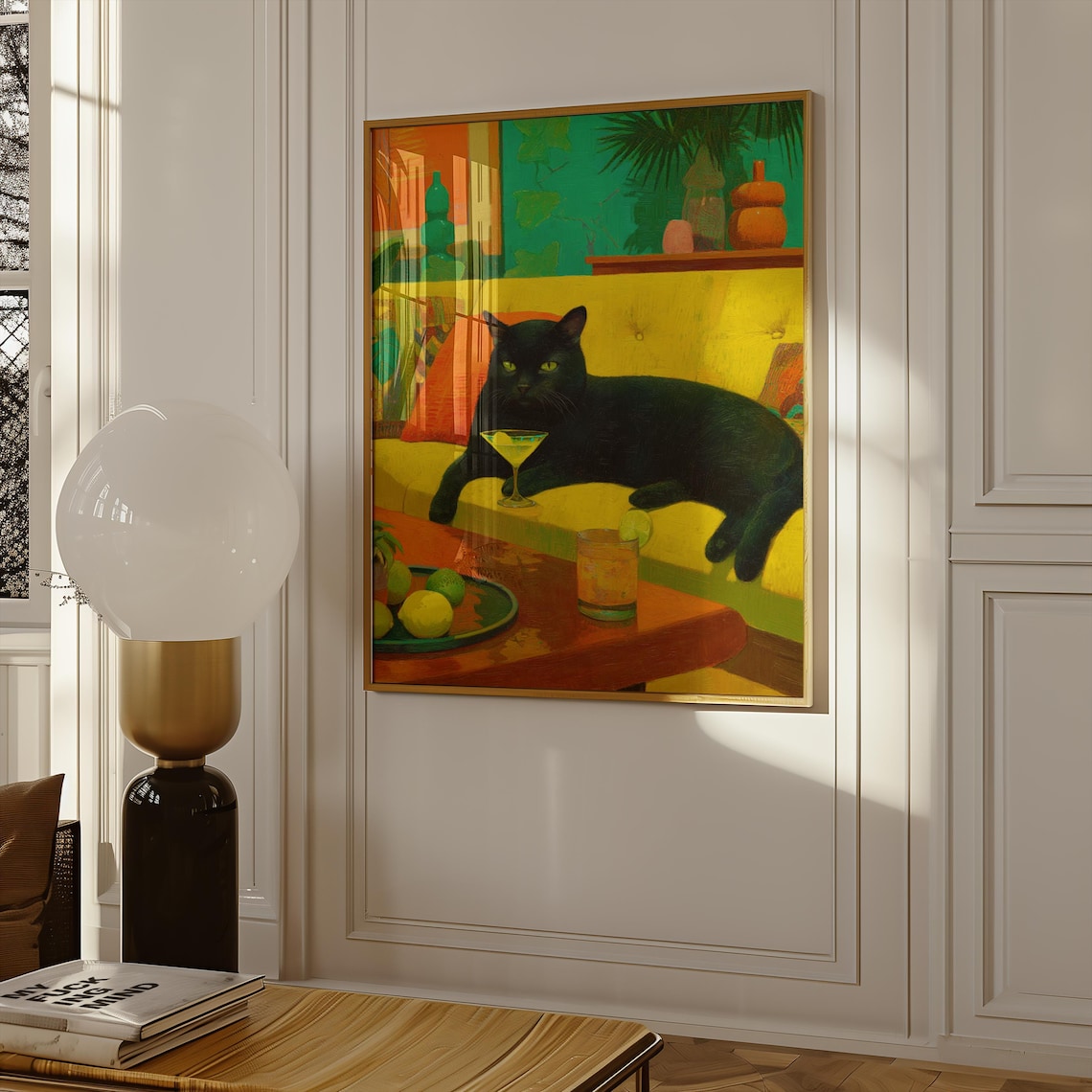 Black Cat Drinking a Cocktail, Pop Art Print - Image 2