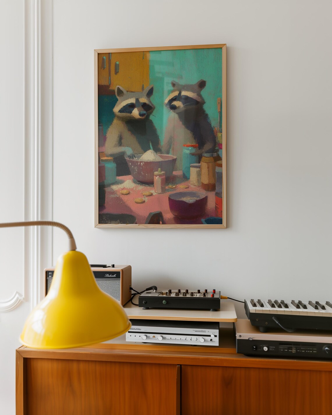Raccoons Baking, Cute Funny Animal Poster - Image 2