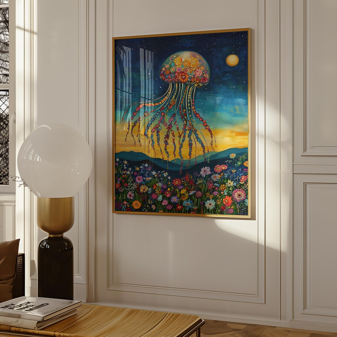 Jellyfish Intertwined With Flowers, Pop Art Print - Image 2