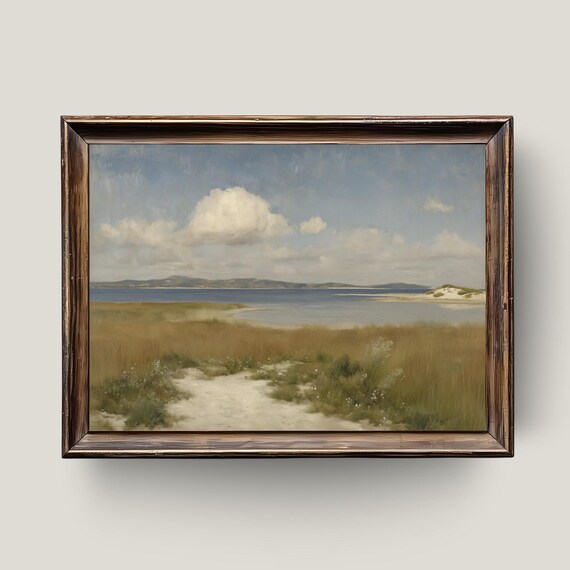 Serene Coastal Landscape Oil Painting Sandy Path To The Bay Wall Art