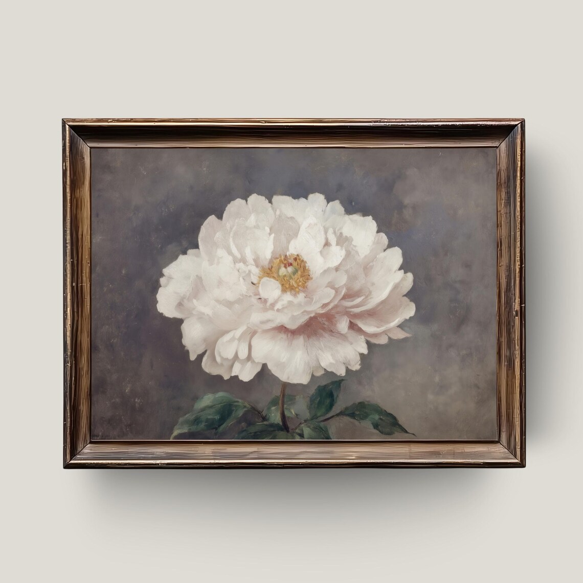 White Peony Flower Print Vintage Botanical Wall Art Elegant Floral Painting