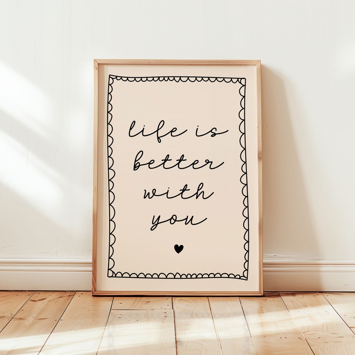 Life Is Better With You Romantic Script Heart Typography Poster - Image 2