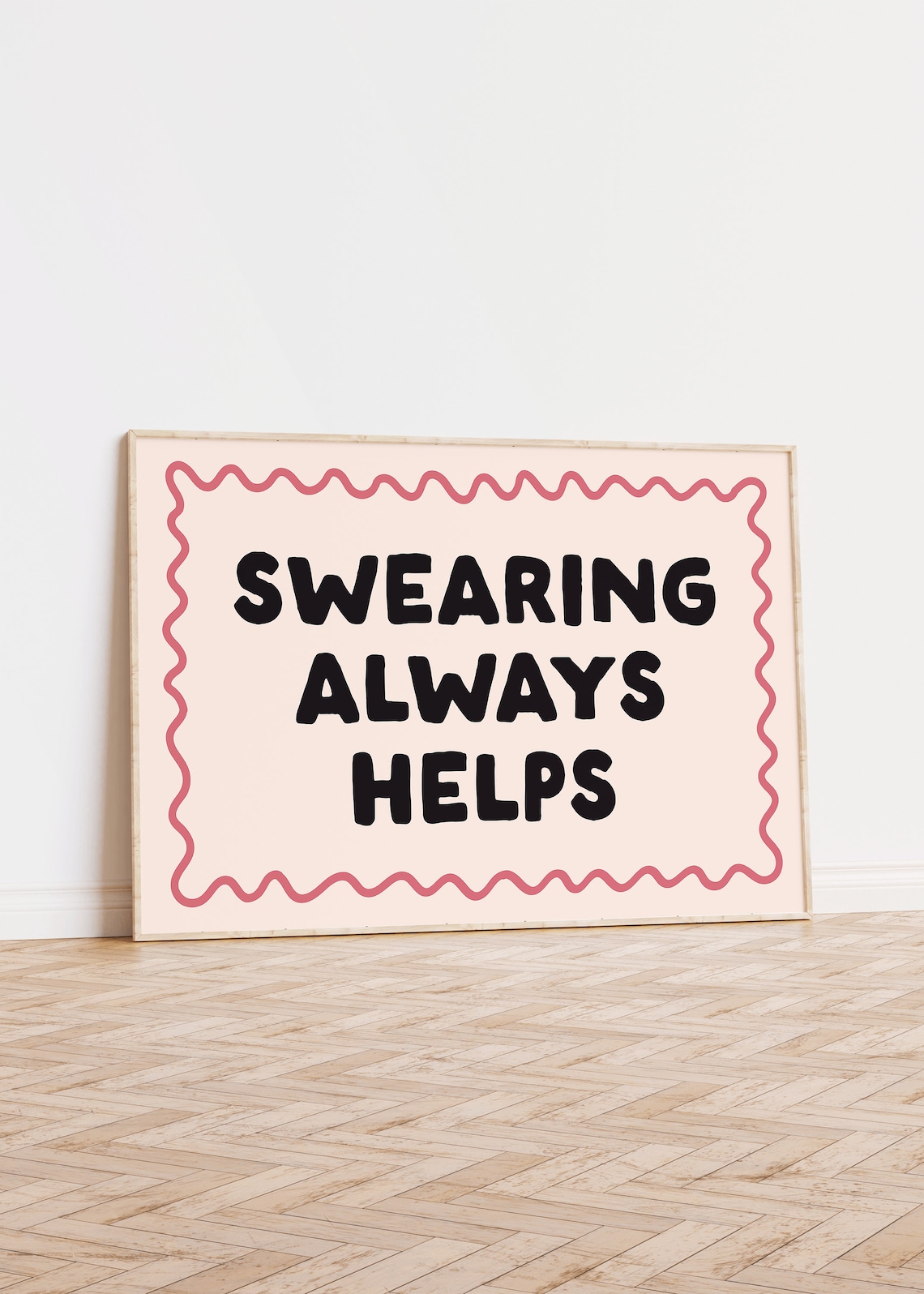 Swearing Always Helps, Pink Neutral Quote Art