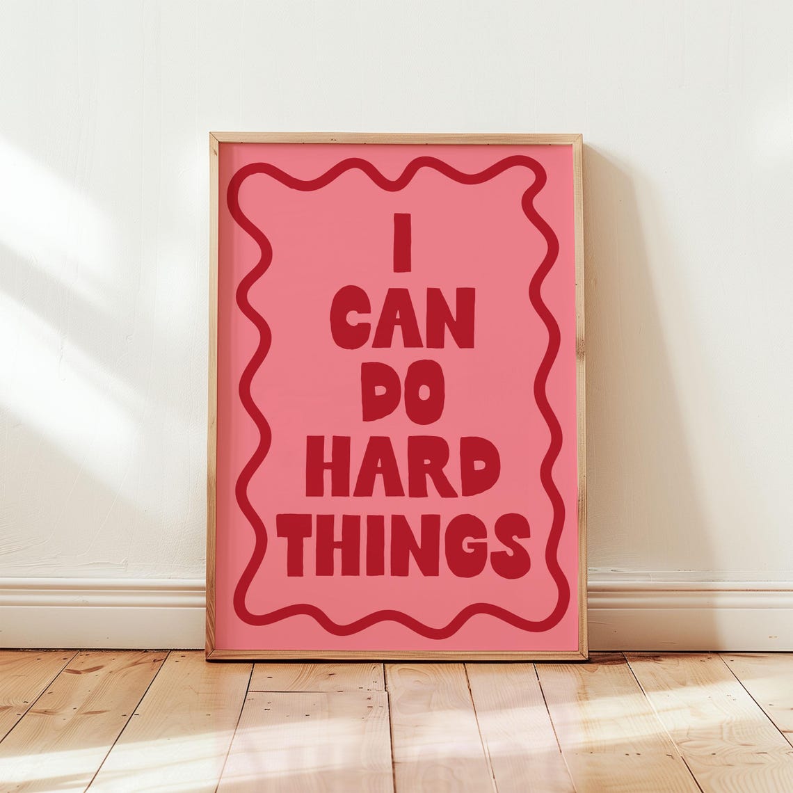 I Can Do Hard Things Bold Pink Motivational Typography Quote Poster - Image 2