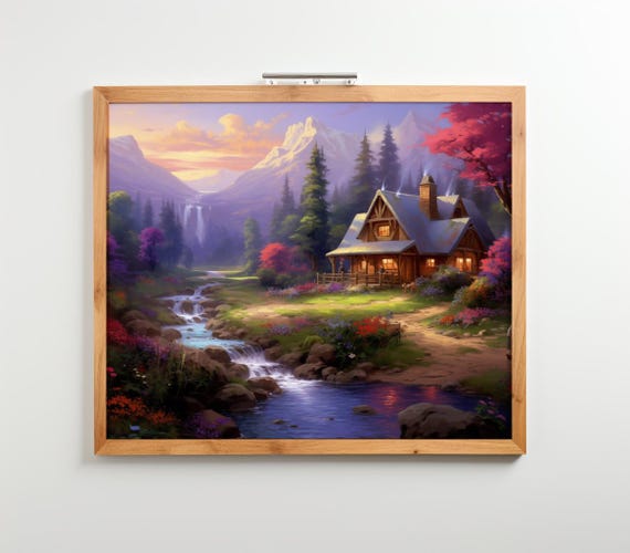 Whimsical Forest House Art Print Fantasy Home Decor