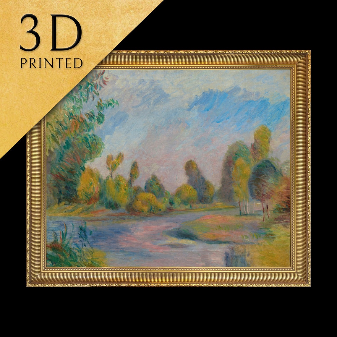 Renoir Tranquil River Landscape with Trees Under a Soft Sky Poster