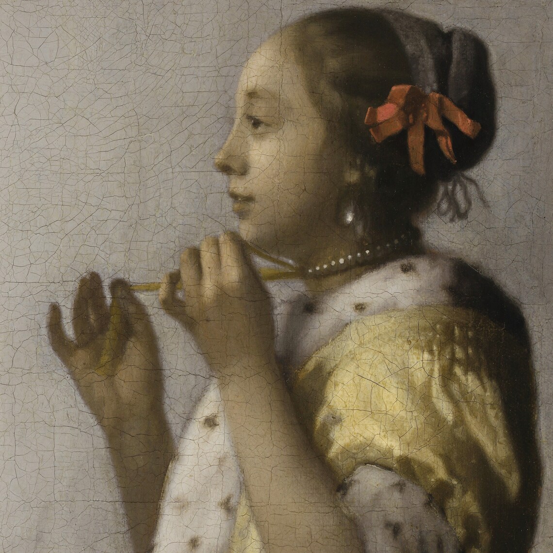 Young Woman With A Pearl Necklace, Vermeer-Inspired Art Print - Image 3