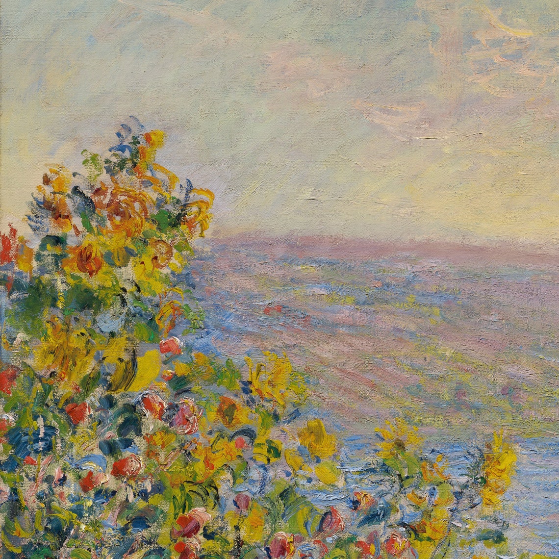 Monet Flower Beds at Vetheuil River Impressionist Garden Poster - Image 3