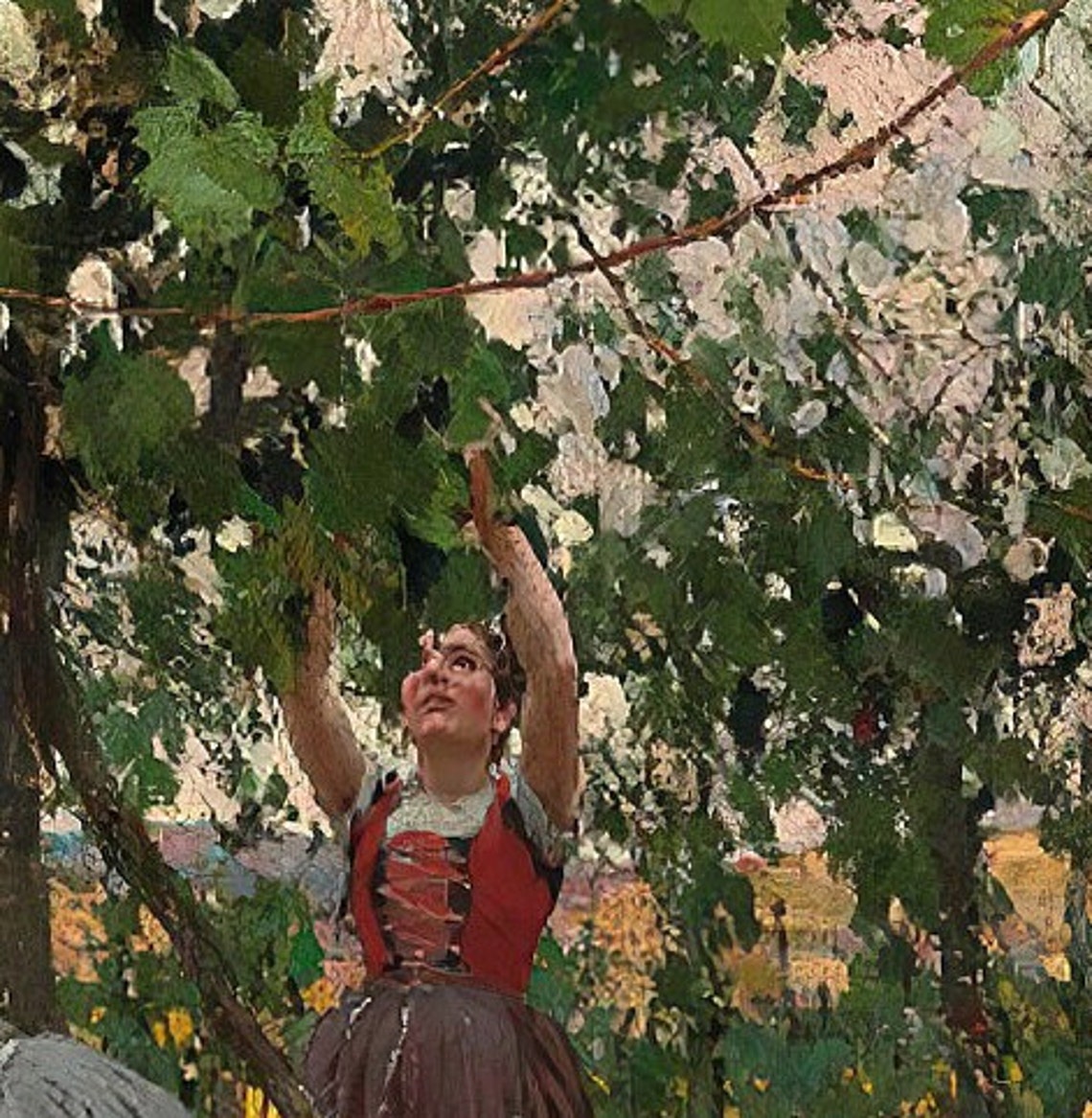 Italian Grape Harvest with an Ox Cart and Workers Dancing Poster - Image 2