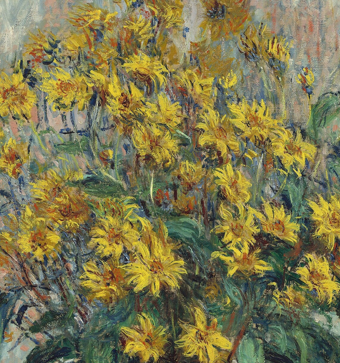 Claude Monet Yellow Jerusalem Artichoke Bouquet Textured Poster - Image 3