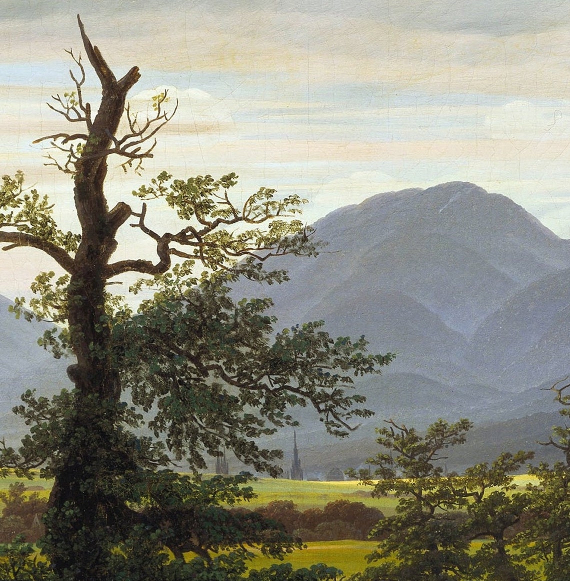 Caspar David Friedrich Village Landscape Lone Tree Mountain Wall Art - Image 3