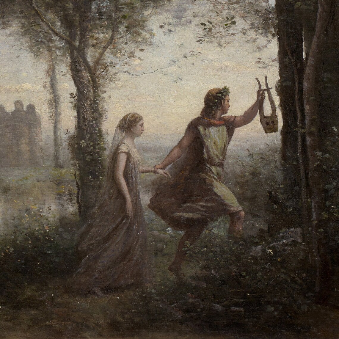 Orpheus Leading Eurydice by Corot, Art Print - Image 2