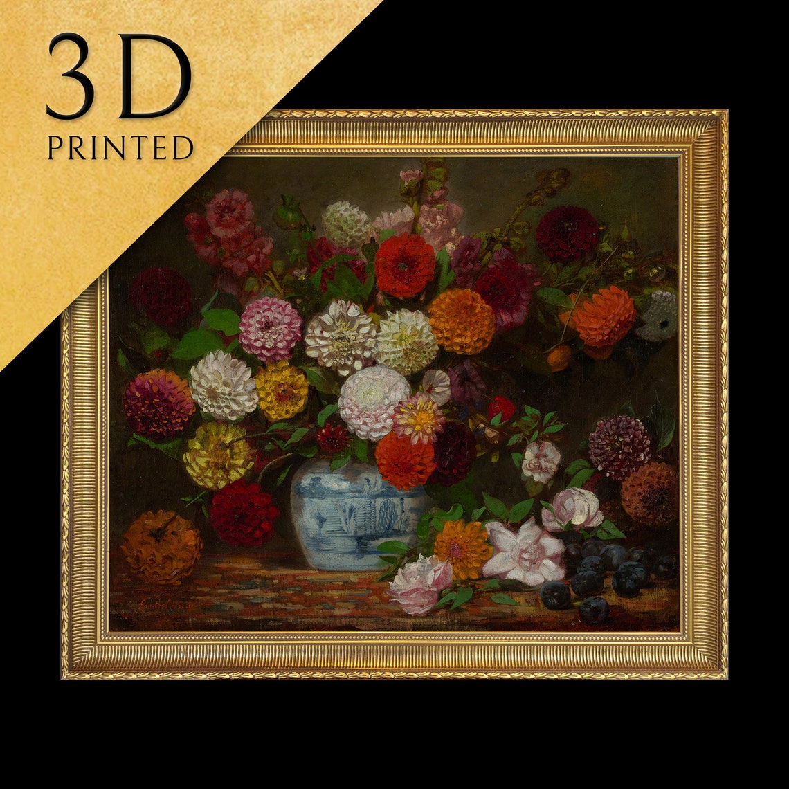 Eugene Delacroix Dahlias Vase Floral Still Life Masterwork Poster