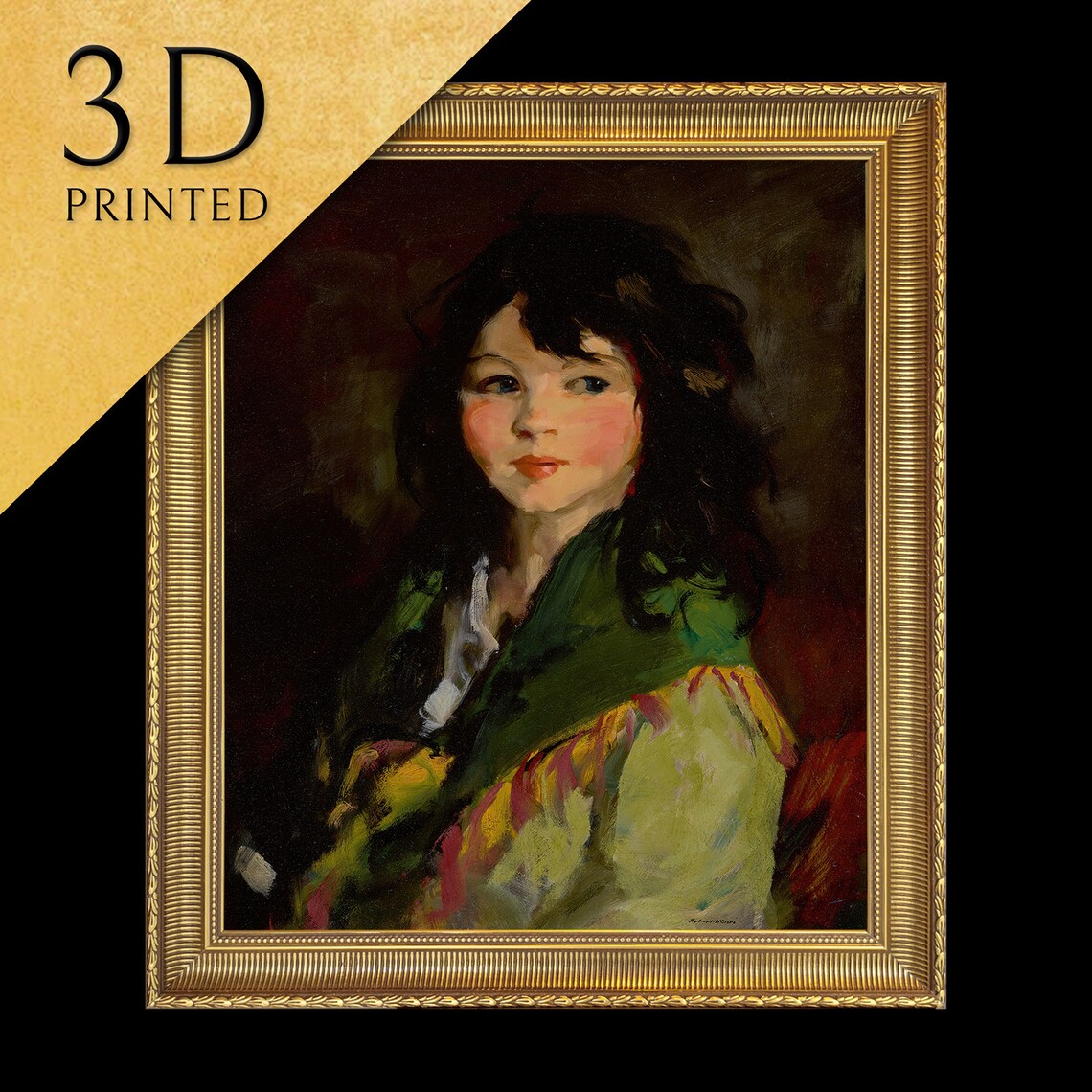 Robert Henri Francine Lovey Young Girl Portrait Green Shawl Wall Art